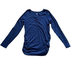 Old Navy Blue V-Neck Long Sleeve Maternity Shirt